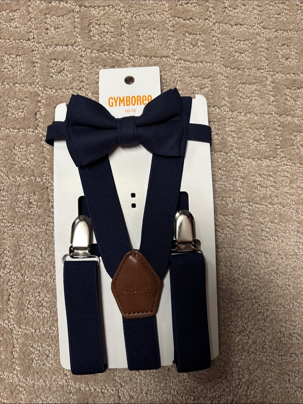 Gymboree Navy Bow Tie and Suspenders with Brown Accent